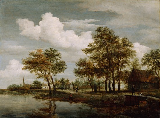 A River Scene van Meindert Hobbema
