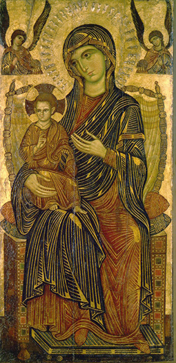 Maria mit dem Kind auf dem Thron van Meister aus Pisa