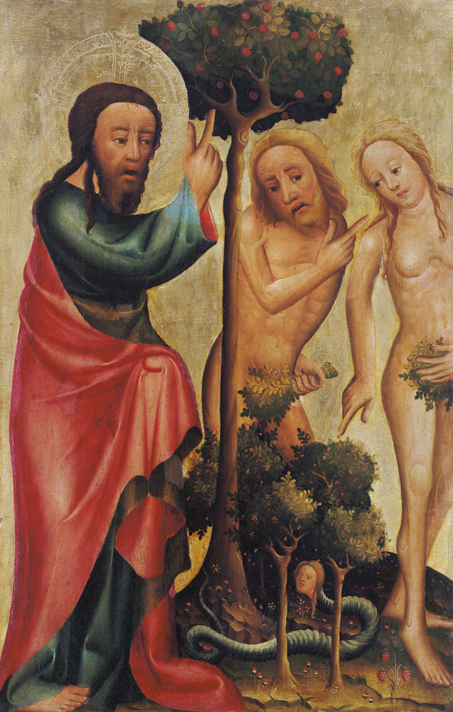 God the Father Punishes Adam and Eve, detail from the Grabow Altarpiece van Meister Bertram