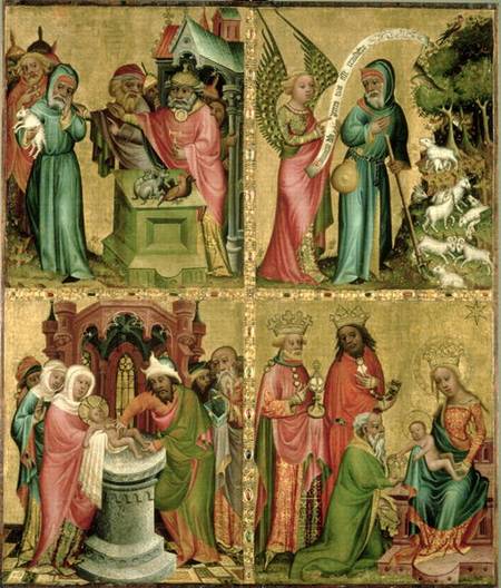 Joachim's Sacrifice, the Circumcision of Christ, the Annunciation to St. Joachim and the Adoration o van Meister Bertram