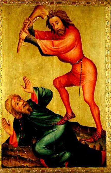 The killing of Abel, detail from the Grabower Altarpiece van Meister Bertram