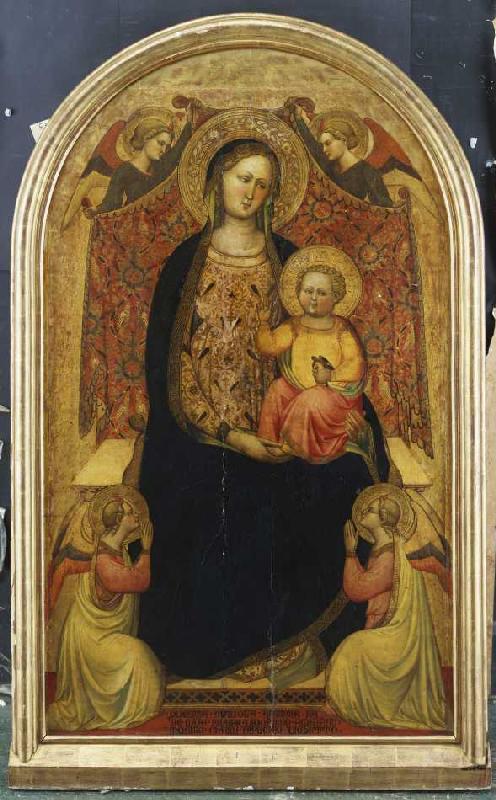 Madonna auf dem Thron mit vier Engeln van Meister der hl.Verdiana