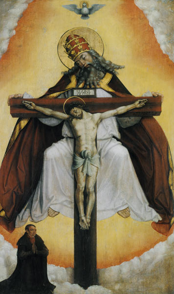 Die heilige Dreifaltigkeit. van Meister des Altars von Leitmeritz