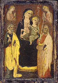 Madonna auf dem Thron mit den Hll. Peter und Paul. van Meister d.San Jacopo a Mucciana