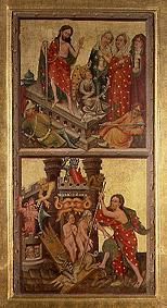 Zwei Altartafeln im Dom zu Erfurt: Auferstehung und Höllenfahrt Christi van Meister (Fränkischer)