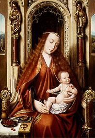 Die Jungfrau mit dem Kind auf dem Thron van Meister vom Heiligen Blut