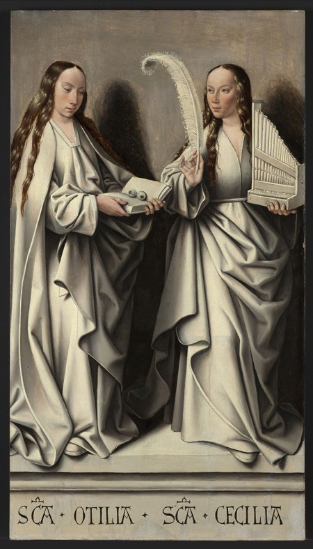 Saints Ottilia and Cecilia (Panel of the St Anne Altarpiece) van Meister von Frankfurt