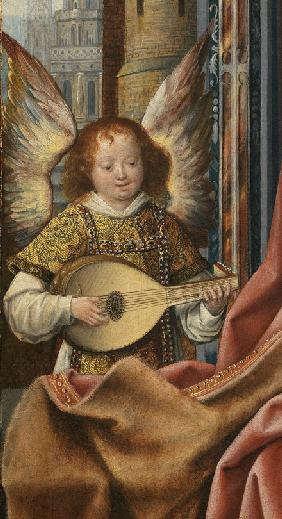 Triptych of the Holy Family with Music Making Angels. Detail: The Angel