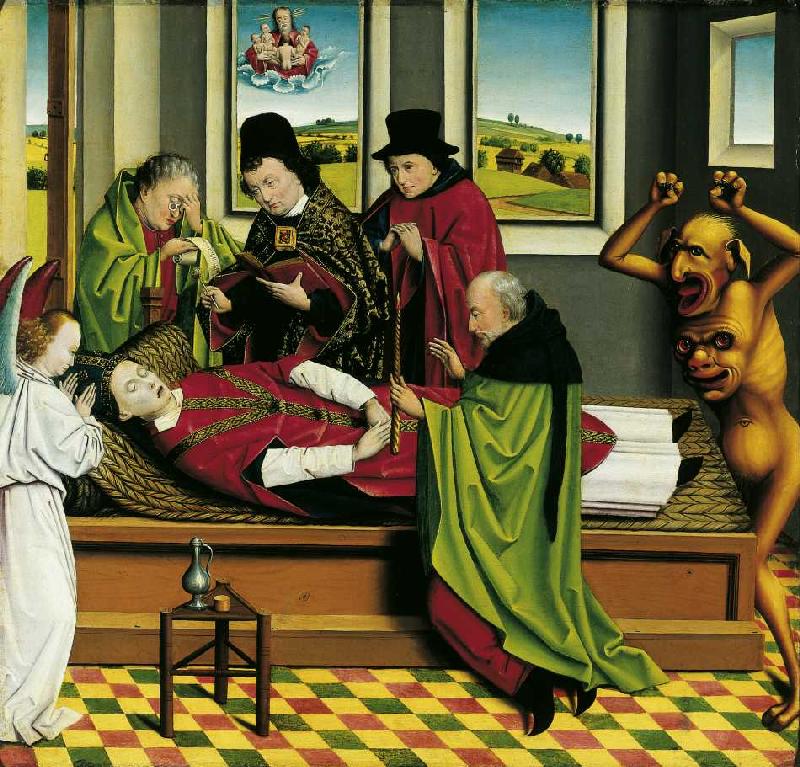 Innenseite eines Altarflügel: Tod des Hl van Meister vom Tod des Heiligen Nikolaus von Münster