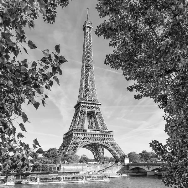 PARIJS Eiffeltoren & Seine | Monochroom van Melanie Viola