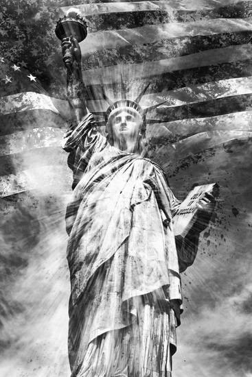 Monochrome kunst NYC Vrijheidsbeeld