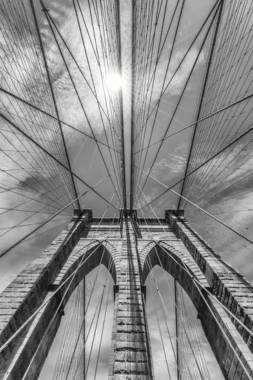 NEW YORK CITY Brooklyn Bridge in detail | Monochroom