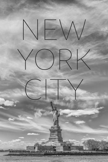 Het Vrijheidsbeeld van NYC Tekst & Skyline