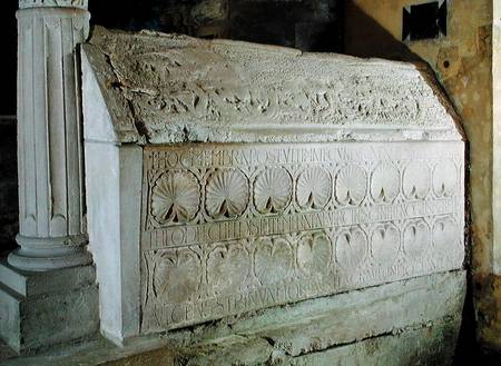 The cenotaph of Abbess Theodechilde in the funerary crypt van Merovingian