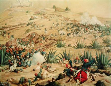The Battle of Puebla van Mexican School