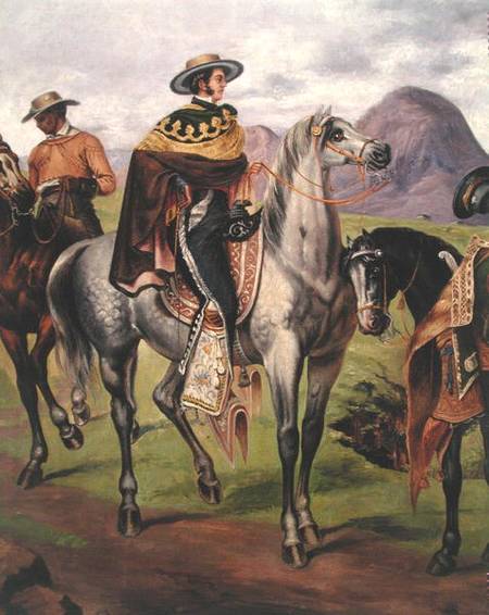 Mexican Horse Rider, Copy of a lithograph by Carlos Nobel van Mexican School