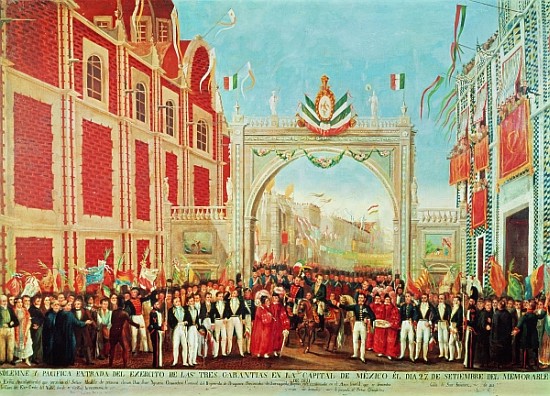 Solemn and Peaceful Entry of the Army of the Three Guarantees into Mexico City on September 27 van Mexican School