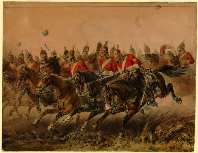 The Charge of the Light Brigade during the Battle of Balaclava van Michael Angelo Hayes