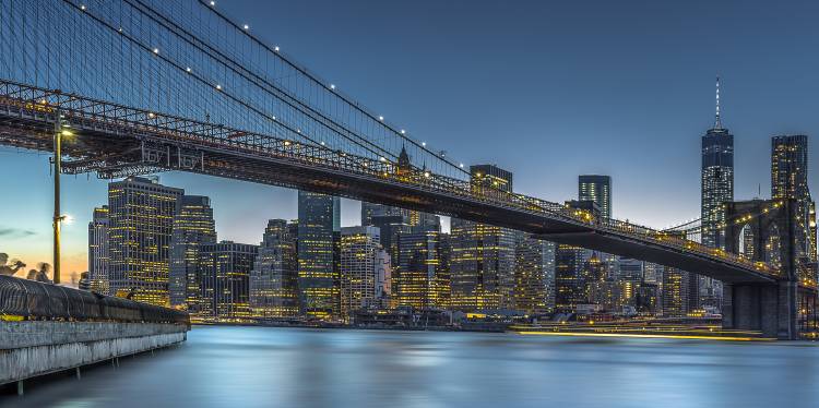 New York - Blue Hour over Manhattan van Michael Jurek