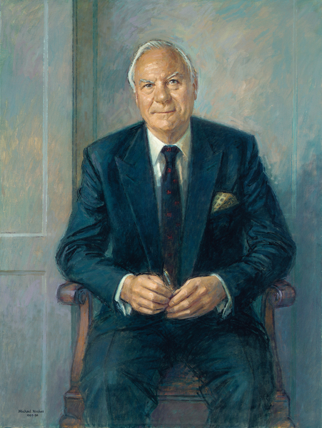 Portrait of Sir Christopher Benson, seated van Michael Noakes