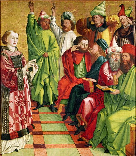 St. Stephen before the Judges, from the Altarpiece of St. Stephen, c.1470 van Michael Pacher