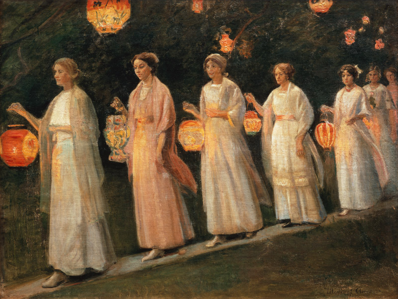 Gartenfest. Der Lampion-Umzug van Michael Peter Ancher