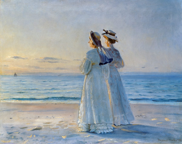 Twee vrouwen op het strand van Michael Peter Ancher