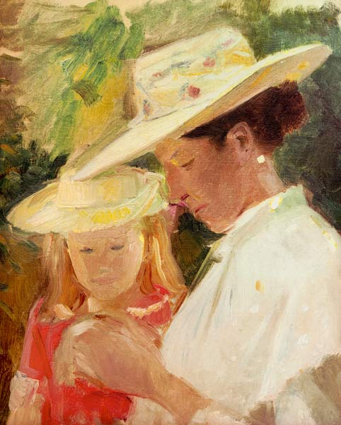 Anna en Helga in de tuin van Michael Peter Ancher
