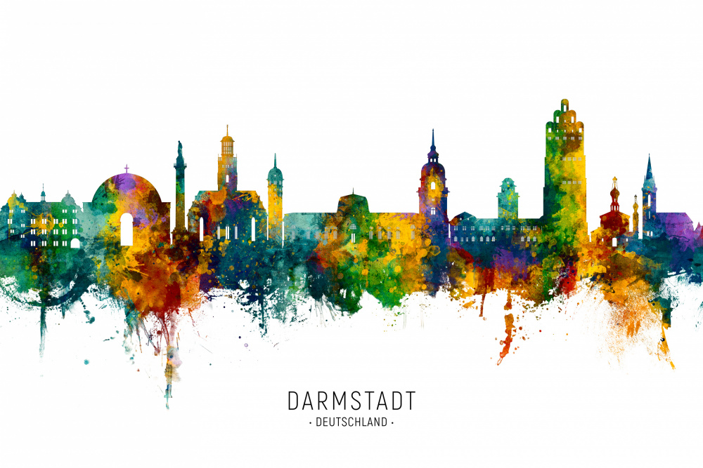 Darmstadt Germany Skyline van Michael Tompsett