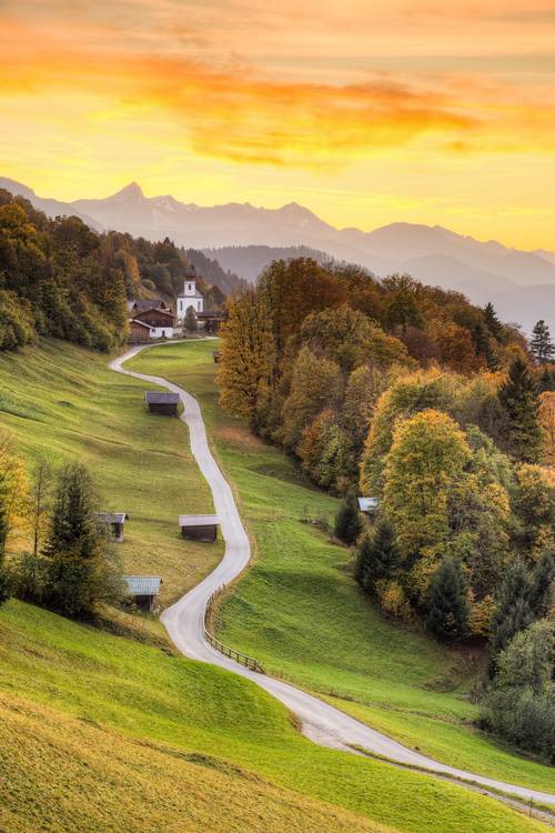 Herbst in Wamberg bei Garmisch-Partenkirchen van Michael Valjak