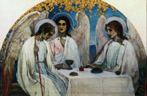 Die hl. Dreifaltigkeit in gestalt der drei Engel van Michail Wassiljew. Nesterow