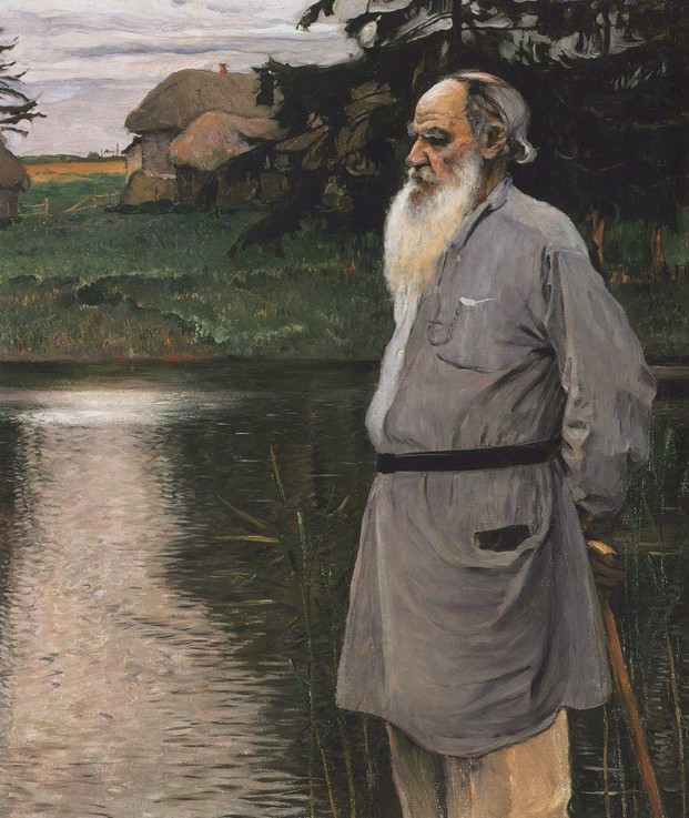 Portrait of the author Leo N. Tolstoy (1828-1910) van Michail Wassiljew. Nesterow