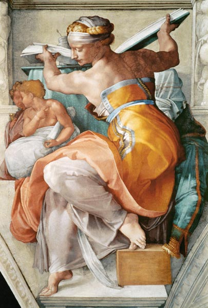 Libische Sibille (Detail Sixtijnse Kapel) van Michelangelo (Buonarroti)
