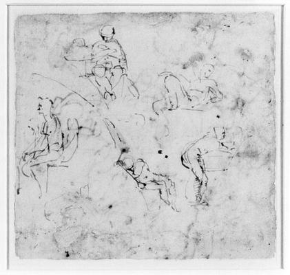 Figure study, c.1511 (pen & ink on paper) van Michelangelo (Buonarroti)
