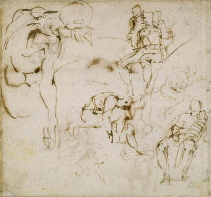 Study of Figures, c.1511 (pen & ink on paper) van Michelangelo (Buonarroti)