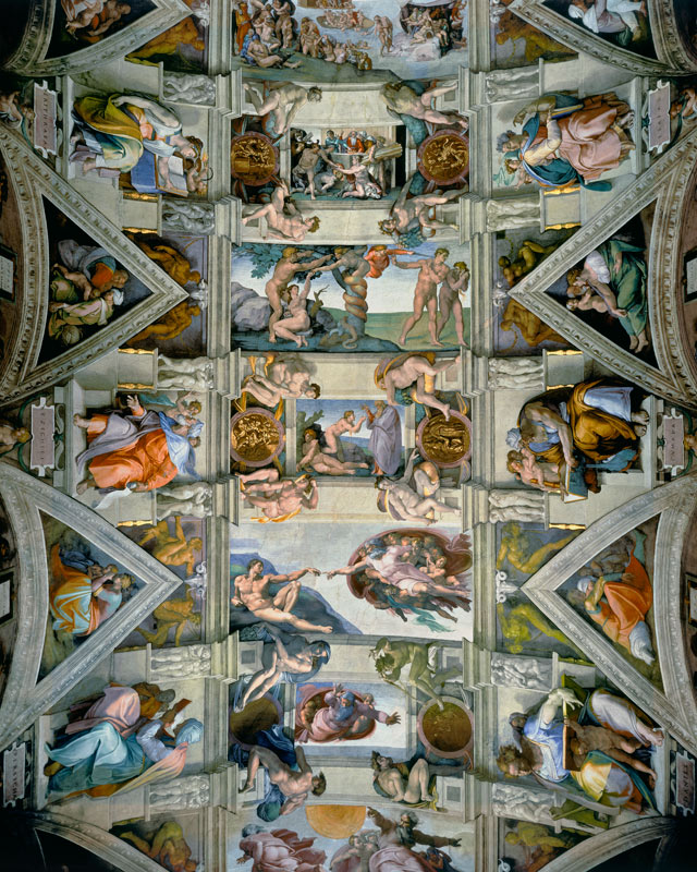 Sistine Chapel ceiling and lunettes van Michelangelo (Buonarroti)