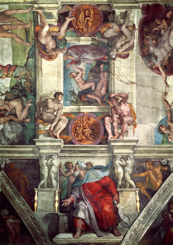 Deckengemälde der Sixtinischen Kapelle in Rom: Die Erschaffung der Eva van Michelangelo (Buonarroti)