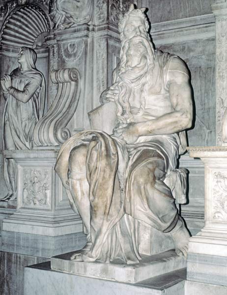 Moses, sculpture from the tomb of Pope Julius II (1453-1513) 1513-16 (marble)  van Michelangelo (Buonarroti)