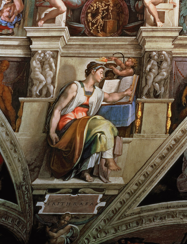 Sistine Chapel Ceiling: Eritrean Sibyl van Michelangelo (Buonarroti)