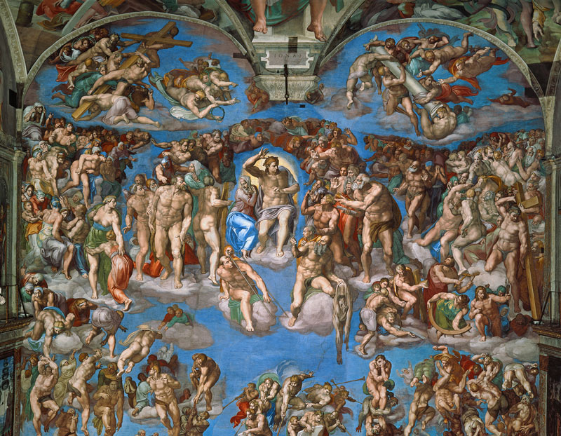 Sistine Chapel: The Last Judgement, 1538-41 (pre-restoration) van Michelangelo (Buonarroti)