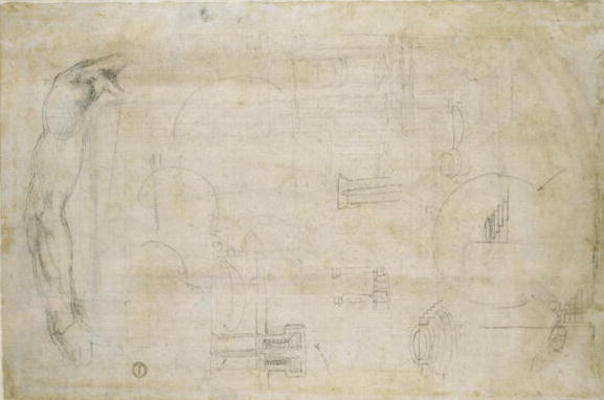 Architectural studies, c.1538-50 (black chalk on paper) van Michelangelo (Buonarroti)