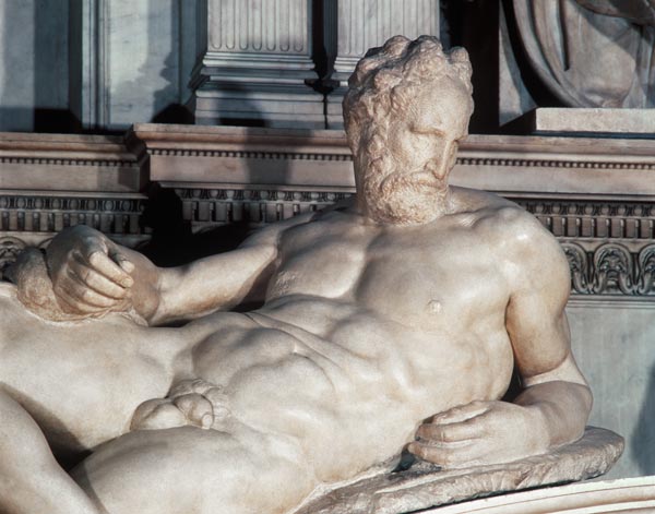 Tomb of Lorenzo de Medici, detail of Dusk van Michelangelo (Buonarroti)