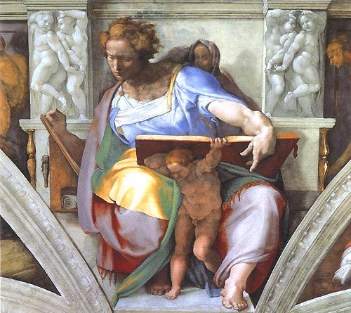 Daniel (Ausschnitt Sixtinische Kapelle) van Michelangelo (Buonarroti)