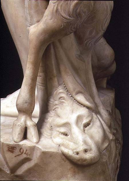 The Drunkenness of Bacchus, detail of a panther's head, sculpture by Michelangelo Buonarroti (1475-1 van Michelangelo (Buonarroti)