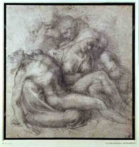Figures Study for the Lamentation Over the Dead Christ van Michelangelo (Buonarroti)