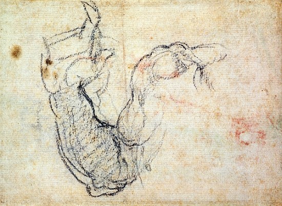 Preparatory Study for the Arm of Christ in the Last Judgement, 1535-41 van Michelangelo (Buonarroti)