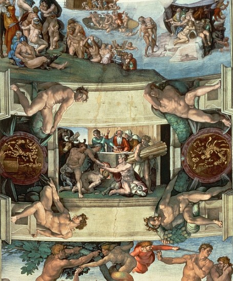 Sistine Chapel Ceiling (1508-12): The Sacrifice of Noah, 1508-10 van Michelangelo (Buonarroti)