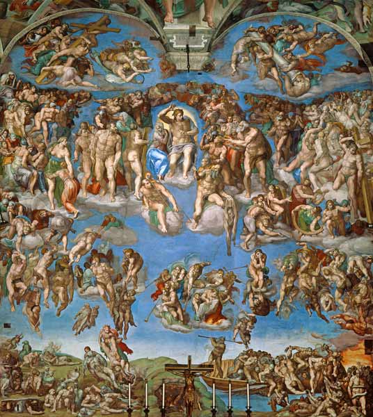 Sixtijnse kapel (uitsnede)  Michelangelo van Michelangelo (Buonarroti)