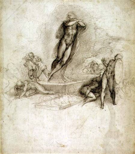 Study for an Ascension (pencil on paper) van Michelangelo (Buonarroti)