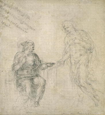 Study of the Annunciation, c.1560 (black chalk on paper) van Michelangelo (Buonarroti)